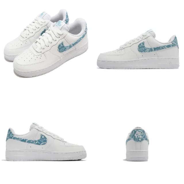 【NIKE 耐吉】休閒鞋 Wmns Air Force 1 07 ESS 女鞋 白 天藍 變形蟲 腰果花 AF1(DH4406-100)