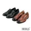 【HERLS】男鞋系列-全真皮經典雙縫線便仕樂福鞋(棕色)