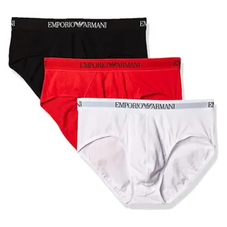 【EMPORIO ARMANI】2022男時尚棉質黑紅白色三角內著混搭3件組-網