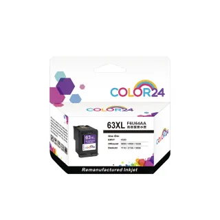 【Color24】for HP F6U64AA NO.63XL 黑色高容環保墨水匣(適用HP Envy 4520 ; DeskJet 1110 / 2130 / 3630)
