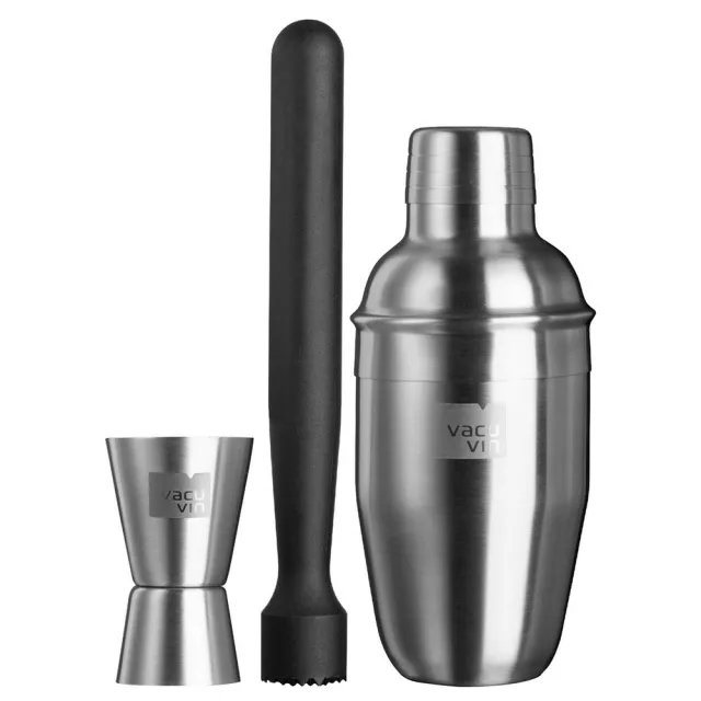 【VACU VIN】荷蘭 量杯搗棒+雪克杯 350ml / 雪克杯 搖酒器 隔冰匙 調酒用具
