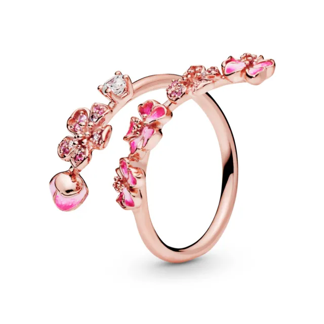 【Pandora官方直營】粉紅桃花枝開圈戒指-絕版品