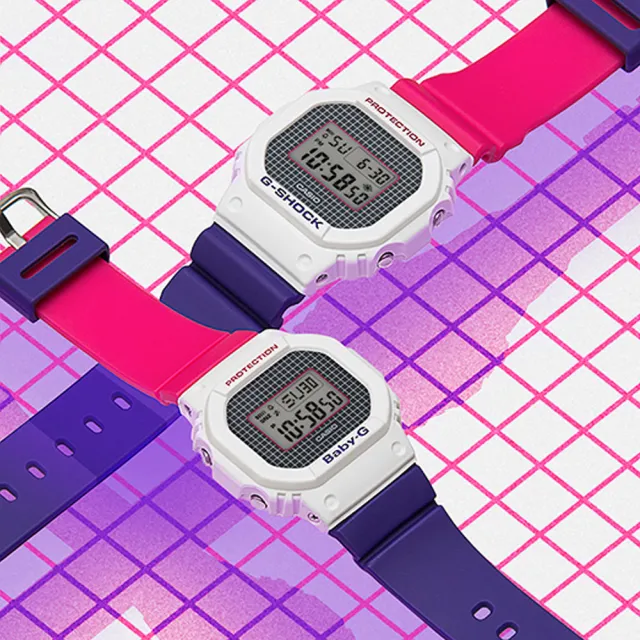 【CASIO 卡西歐】G-SHOCK 格紋亮彩撞色電子錶(DW-5600THB-7)