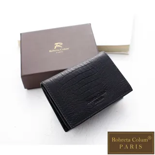 【Roberta Colum】交換禮物  牛皮鱷魚紋時尚名片夾(黑)