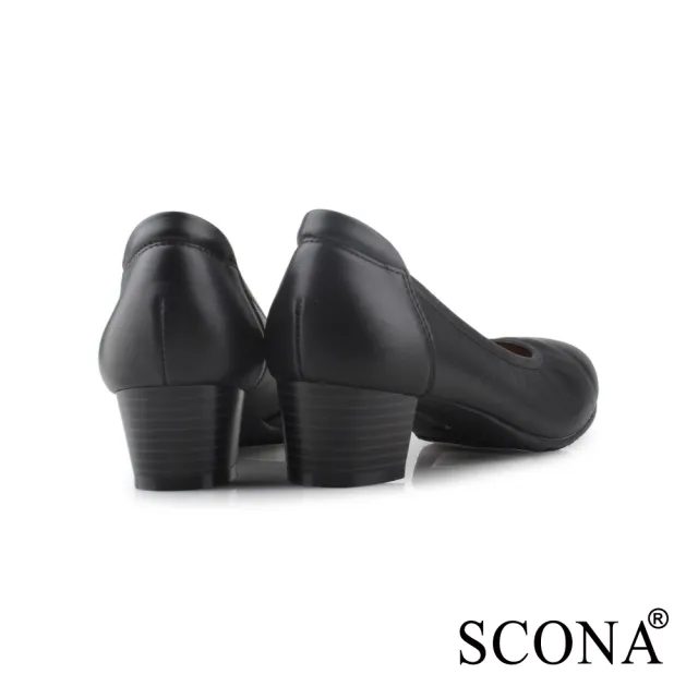 【SCONA 蘇格南】全真皮 都會簡約真皮低跟鞋(黑色 31127-1)