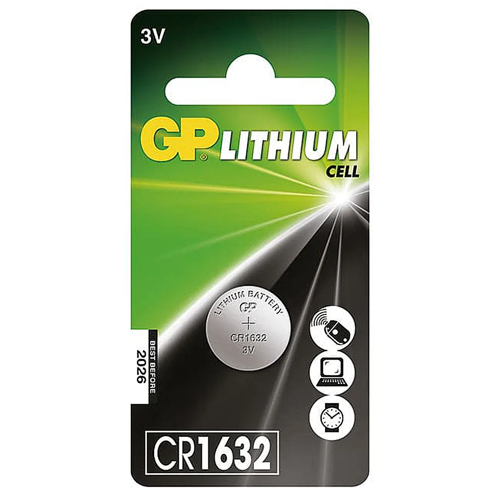 【GP 超霸】CR1632鈕扣型 鋰電池10粒裝(3V鈕型電池)