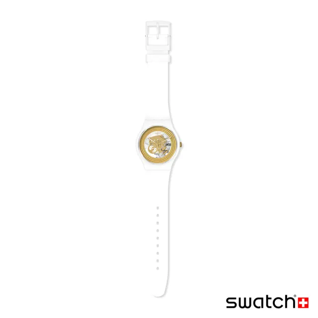 【SWATCH】New Gent 原創系列手錶GOLDEN RINGS WHITE 金與白 男錶 女錶 瑞士錶 錶(41mm)