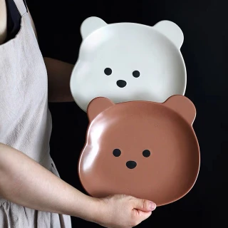 【野思】胖胖熊陶瓷6吋盤 二色(熊 兒童餐具 盤子)