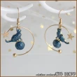 【Akiko Sakai】日系藍色滴油可愛貓咪星球耳環(生日 送禮 禮物)