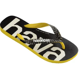 【havaianas 哈瓦仕】拖鞋 男鞋 女鞋 大LOGO 巴西 Top Logomania Mid Tech 黑黃 4147063-2197U(哈瓦士)