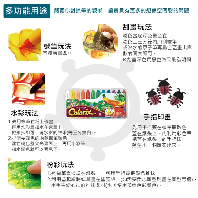 【AMOS 阿摩司】韓國原裝 細款12色無毐可水洗蠟筆(旋轉蠟筆)