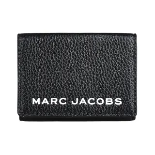 【MARC JACOBS 馬克賈伯】MARC JACOBS The Bold 白字LOGO牛皮壓釦式三折零錢短夾(新黑)