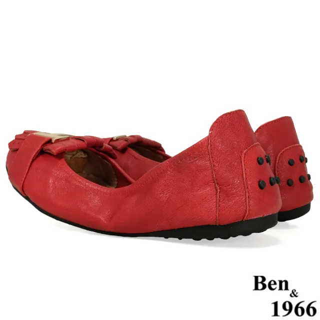 【Ben&1966】流行H釦水染羊皮摺疊鞋-紅
