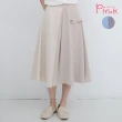 【PINK NEW GIRL】氣質雙色異材質拼接中長裙 I3606RD(2色)