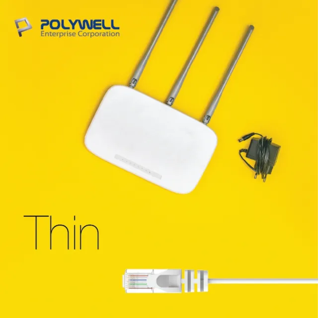 【POLYWELL】CAT6 極細高速網路線 1Gbps 2M(適合ADSL/MOD/Giga網路交換器/無線路由器)