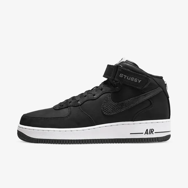 NIKE 耐吉】AIR FORCE 1 07 MID SP STUSSY 限量聯名中筒男鞋男女段黑色