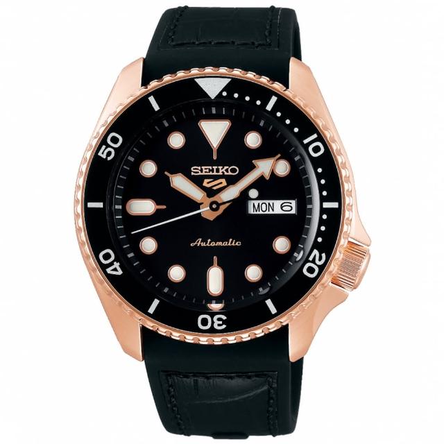 【SEIKO 精工】5 Sports 運動混搭潮流機械錶-黑x玫瑰金/42.5mm 送禮  禮物(SRPD76K1/4R36-07G0J)