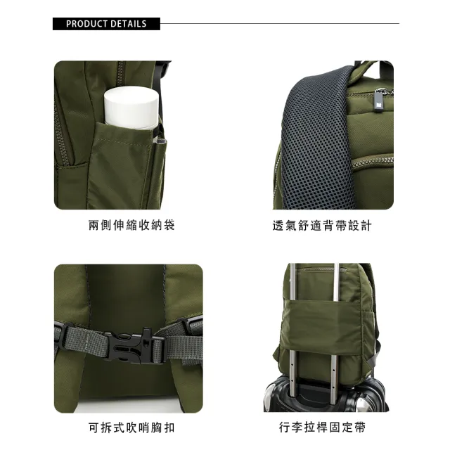 【金安德森】輕甜旅程 多功能隔層大款後背包(軍綠色)