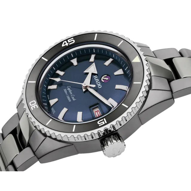 【Rado 雷達表】Captain Cook庫克船長系列 高科技陶瓷潛水機械腕錶-藍43mmR05(R32144202 防水300米)