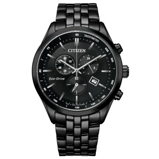 【CITIZEN 星辰】GENTS系列 光動能計時碼表時尚潮男腕錶-黑42mm(AT2145-86E 藍寶石水晶玻璃)