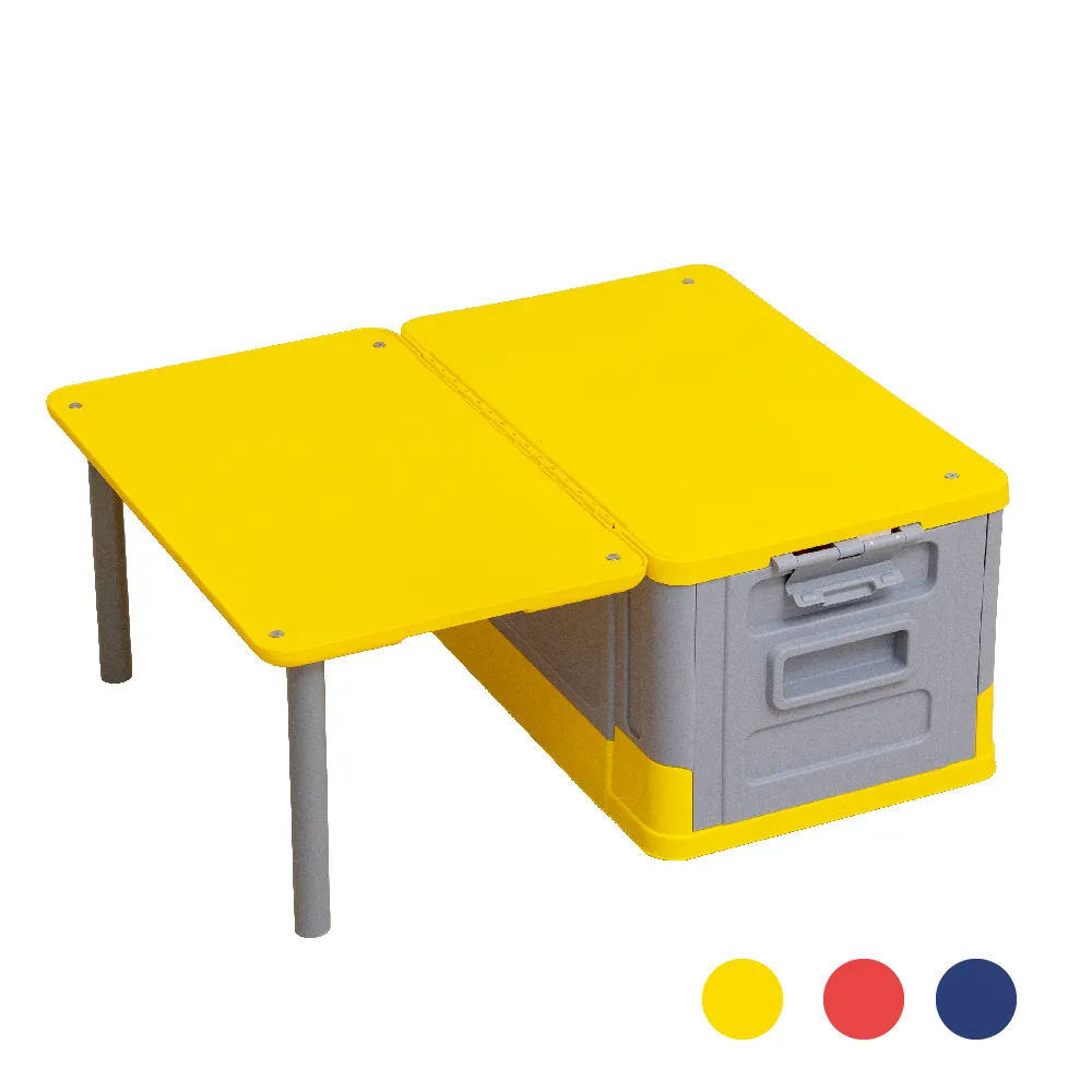 【Hiromimi】百變桌板摺疊收納箱65L(儲物箱 裝備箱 野餐露營可當餐桌)