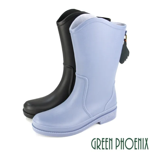 【GREEN PHOENIX 波兒德】女款 防水靴 防水鞋 雨鞋 雨靴 水鞋 吸震減壓 中筒(水藍、黑色)