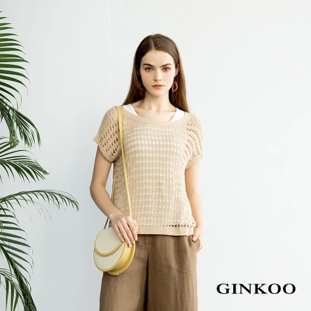 【GINKOO 俊克】簍空針織兩件式上衣