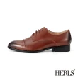 【HERLS】男鞋系列-全真皮簡約橫飾德比鞋(棕色)