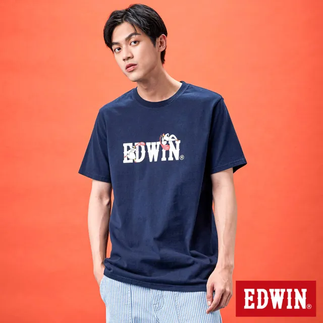 【EDWIN】男女裝 網路獨家↘聊天插畫LOGO短袖T恤(丈青色)