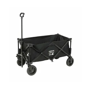 【CAPTAIN STAG】戶外露營CS經典款可折疊收納4輪手拉車(黑色)