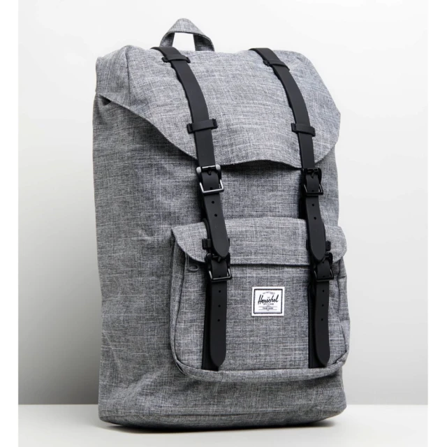 Herschel Little America 中型 灰黑 筆電夾層 大容量 帆布 背包 後背包(磁扣 橡膠帶)