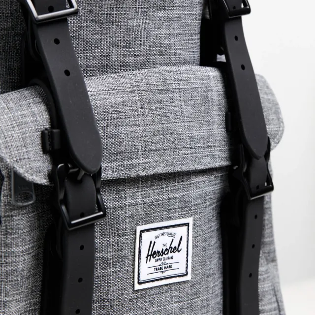【Herschel】雙11 Little America 中型 灰黑 筆電夾層 大容量 帆布 背包 後背包(磁扣 橡膠帶)