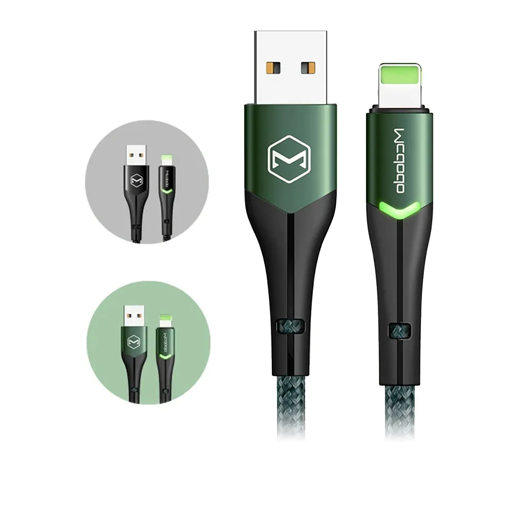 【Mcdodo】USB to Lighting 智能指示燈 尼龍編織快充充電線 1.2M(iPhone14/13/12數據傳輸線)