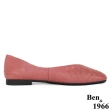 【Ben&1966】高級頭層擦色牛皮舒適編織包鞋-海棠紅