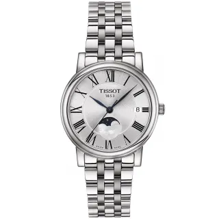 【TISSOT 天梭】Carson 羅馬月相石英女錶-32mm 母親節 禮物 送禮(T1222231103300)