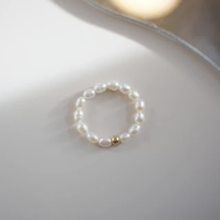 【ne jewelry & life】復古滿圈米珠珍珠戒指(簡約 氣質 OL)