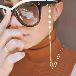 【Emi 艾迷】歐美時尚 珍珠金屬拼接 口罩掛鍊 眼鏡鍊(成人 兒童口罩鏈 防丟 防疫 多款)