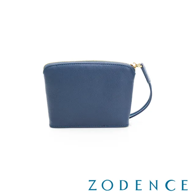 【ZODENCE 佐登司】MAG進口真皮雙面拉鍊手拎包(藕藍)