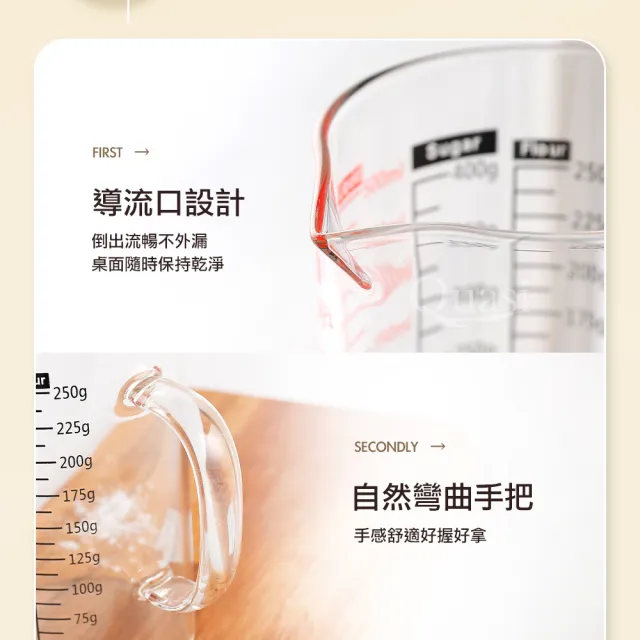 【買一送一】台灣製多功能耐熱玻璃量杯500ml(雙色刻度)