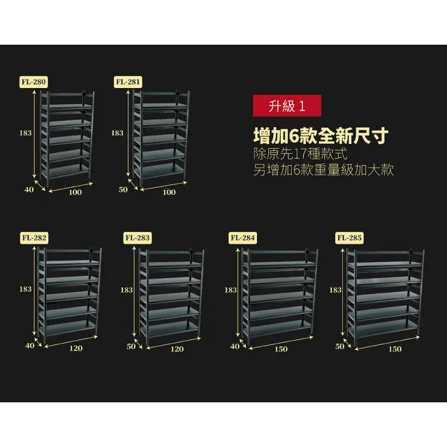 【FL 生活+】重量級快裝式岩熔碳鋼五層耐重置物架50x150x183cm(層架/電器架/收納架/廚房收納/FL-285)