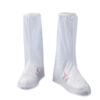 【TANAH】透明水雨鞋套 男女通用高筒加厚拉鏈紐扣雙層雨鞋套(雨鞋套)