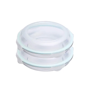 【Glasslock】強化玻璃微波保鮮盤-圓形1750ml(買一送一)
