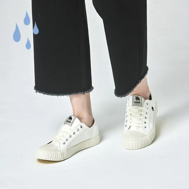 【moz】瑞典 男女款 駝鹿防潑水 防汙 舒適皮質 綁帶款 餅乾鞋(牛奶白)