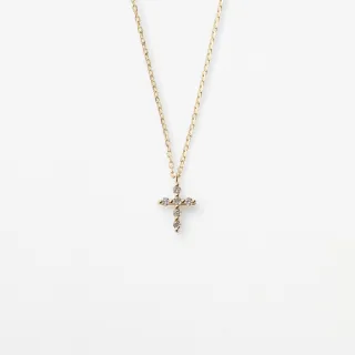 【agete】10K十字架鑽石項鍊