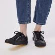 【moz】瑞典 男女款 駝鹿防潑水 防汙 舒適皮質 綁帶款 餅乾鞋(魔法黑)