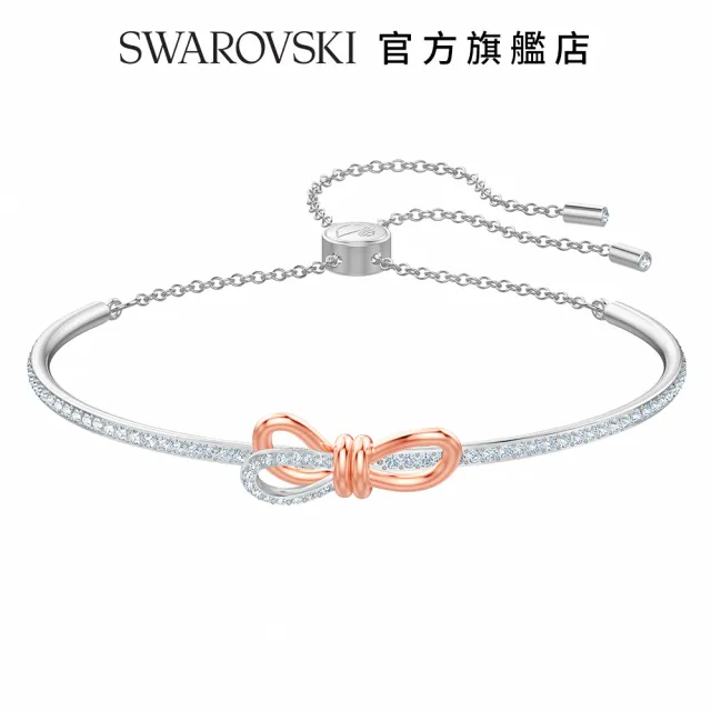 【SWAROVSKI 官方直營】Lifelong Bow 手鐲 蝴蝶結 白色 多種金屬潤飾 交換禮物(線上獨家)
