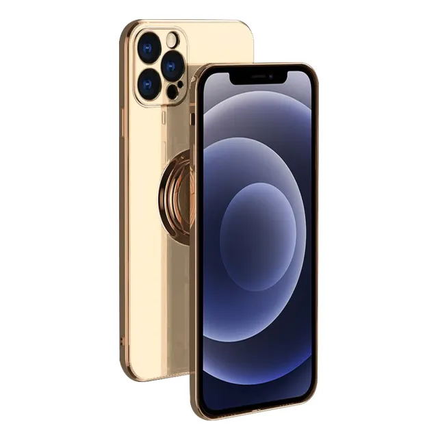 iPhone13Pro 6.1吋 電鍍金邊磁吸指環矽膠手機保護殼(13Pro保護殼 13Pro手機殼)