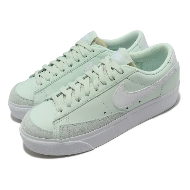 【NIKE 耐吉】休閒鞋 Wmns Blazer Low Platform 女鞋 蘋果綠 厚底 增高 白勾 皮革 麂皮(DJ0292-300)