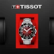 【TISSOT 天梭】官方授權 Seastar 1000 海洋之星300米潛水三眼計時錶-紅/45mm 送行動電源(T1204171142100)
