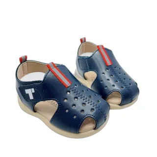 【樂樂童鞋】台灣製超纖皮革學步涼鞋--深藍(男童鞋 台灣製童鞋 學步鞋 兒)
